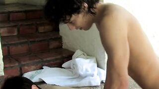 Twink blows his man before being bent over and analrailed
