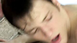 Twink blows his man before being bent over and analrailed