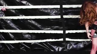 Liv Revamped and redhead Sophia Locke are wrestling while the referee is fucking them