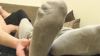 Gay bf with sexy feet fucks a twink in the gaping asshole