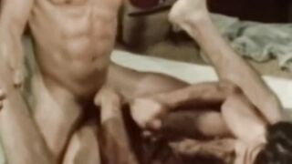 RetroDudes.com - Gay man gets breeding cumshot on hairy muscles