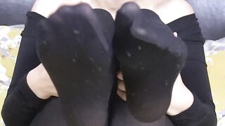 Beautiful Sahara Knite fingers pussy in sheer body suit