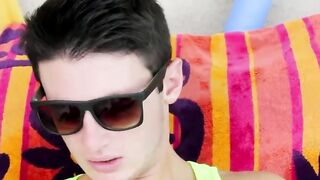 TwinkUndie.com - Twink Damon Archer's shades-on jerk off and cum blast