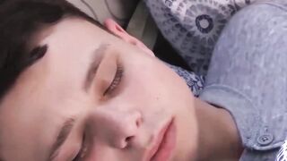 FamilyPornSite.com - Handsome dad's surprise blowjob in pajamas with stepson
