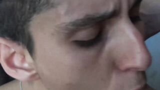 Long haired employee Cain barebacked after jerking his long dick