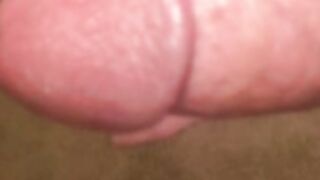 Mature chubby amateur strokes his small dick and cums