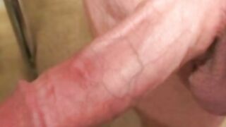 Mature chubby amateur strokes his small dick and cums