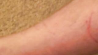 Mature chubby amateur strokes his small dick and cums