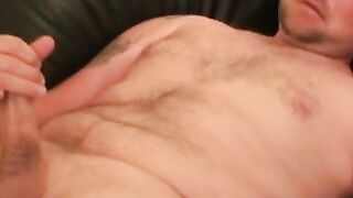 Mature chubby amateur strokes his small dick and cums