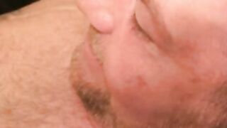 Mature chubby amateur strokes his small dick and cums