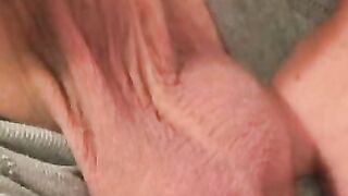 Mature chubby amateur strokes his small dick and cums