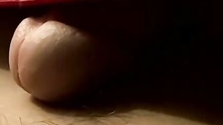 Skinny young bad boy jerks off his big cock solo and  cums
