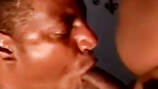 Cute black amateur stretching older white perv