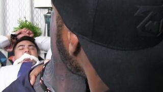 MaleFeetXXX.com - Axel Kane bound and helpless as black hunk August Alexander worship