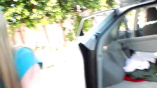 Few blonde babes eat three cocks outside in their yards