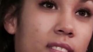 Cute busty ebony pussy plays before being fucked in threeway