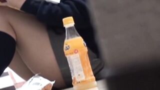 Japanese schoolgirl reads a comic book and masturbates