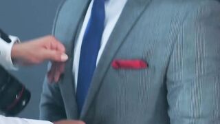 Bearded hunk Kike Gil sucks rock hard cock from classy hunk