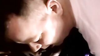 Young black amateur strokes cock and cums in mature mouth