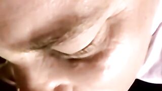 Young black amateur strokes cock and cums in mature mouth