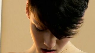 Twink tied up and  to suck a big cock before riding it