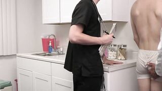 Horny doctor Marco Napoli and Cole Church spitroast sexy patient Darron during a trea