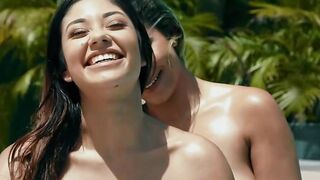 Beautiful babes sunbathing and kissing naked