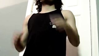 JoeSchmoeXXX.com - Handsome amateur curly haired dude jerks off his big thick cock