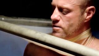 MuscleJockBound.com - Buff and stunning hunk man endures torment and rough oral play