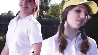 Brunette tennis babes fed jizz POV after hardcore foursome