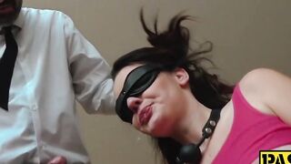 Adorable bound sub babe receives hard anal fucking from dom