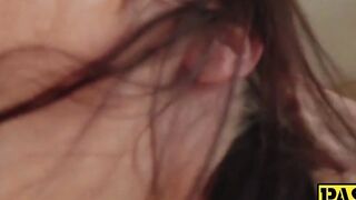 Adorable bound sub babe receives hard anal fucking from dom
