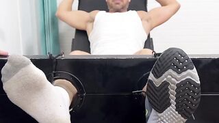 Scared hunky Chris Rockway loses control in a tickling torment by a hairy dude