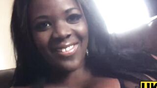 UKSubSluts.com - Chubby ebony girl's rough fucking on sofa with big tits