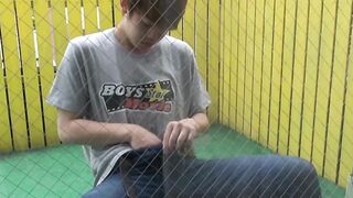 Young Japanese homo strokes his dick before releasing cum