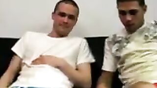 Masturbation and big dick blowjob with twinks with tats