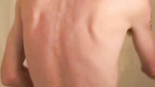 Skinny mature amateur is jerking off his big cock and cums