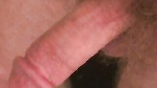 Skinny mature amateur is jerking off his big cock and cums
