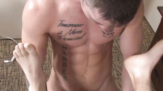 Tattooed soldiers barebacking hard and sucking cocks