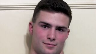 Brunette trooper Thomas Woods plays with his big dick in front of the camera