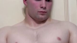 Brunette trooper Thomas Woods plays with his big dick in front of the camera