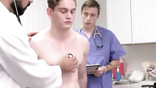 Hunk doctor Marco Napoli and Cole Church collect Jay Tees semen during a satisfying a