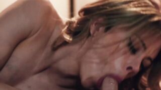 Hunk Johnny Hill lustfully blowjobs the Tdick of tranny Casey Kisses and eats her big