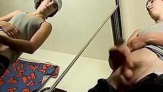 Str8Thugs.com - Blinx jerks off his hard cock while watching his reflection in the mi