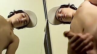 Str8Thugs.com - Blinx jerks off his hard cock while watching his reflection in the mi