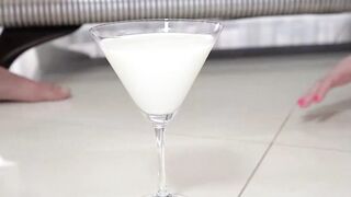 Dominated Asian teen Lady Dee drinks milk and takes raw cock