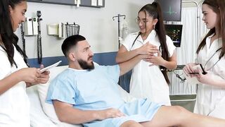Hospital room foursome with naughty doctors