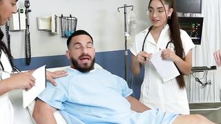 Hospital room foursome with naughty doctors