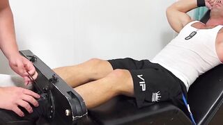 Muscular Joey was punished and restrained in feet tickling torment by hunky JB Iceman