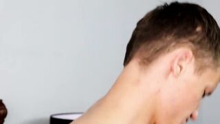Inked twink Matthew Cole giving his roomie a morning cum